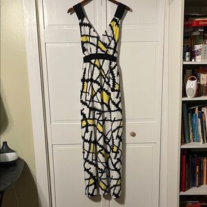 New York & Company Black, White, and Yellow Maxi Dress